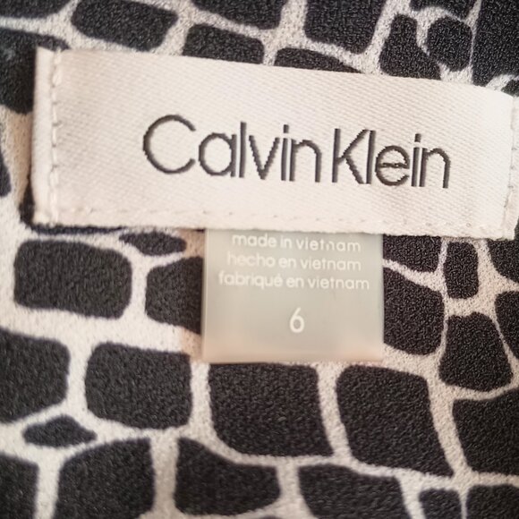 Calvin Klein Black White Jumpsuits 6 Animal Print Sleeveless V-Neck Side Pockets - Picture 6 of 8